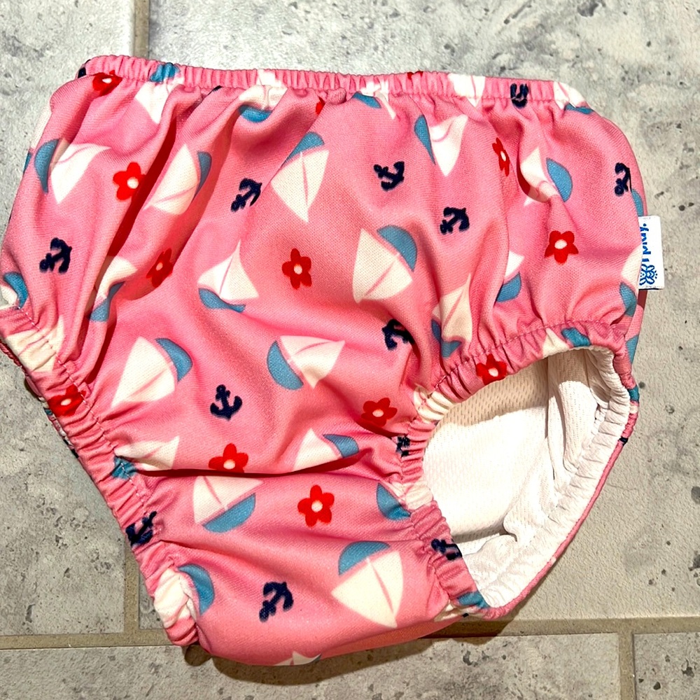 EUC i play. baby girl swim diaper nautical sailboat theme 24 months size